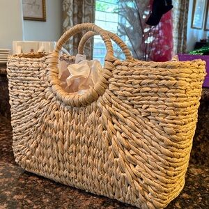 Stylish Tan Woven Tote, NWT